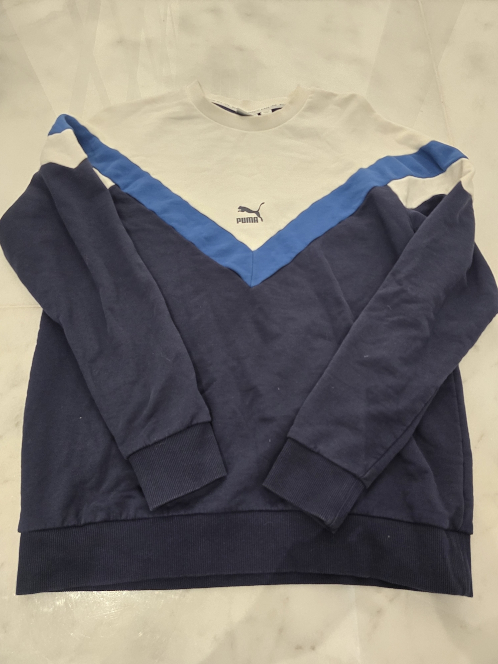 Puma Men's Navy & White Chevron Crewneck Sweatshirt